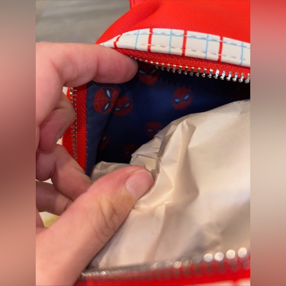 Disney Marvel Spider-Man Faux Fur Sherpa Great Power Loungefly Mini Backpack - Picture 7 of 9